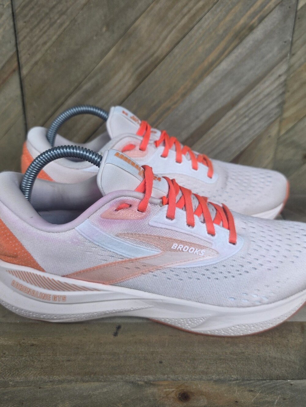 Brooks Adrenaline GTS 24 Womens Athletic Running Shoes Size 9.5 Orange Pink